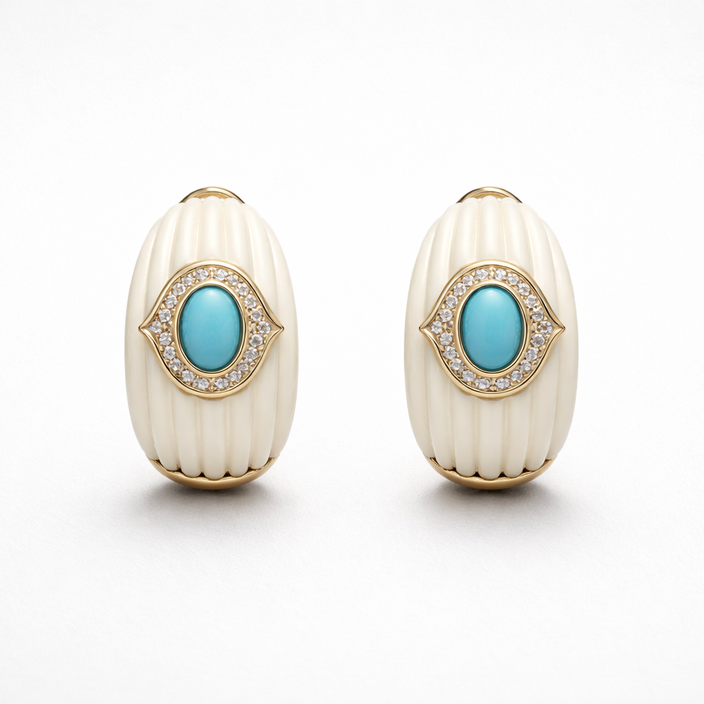 Feroza With Ivory Stud Earrings