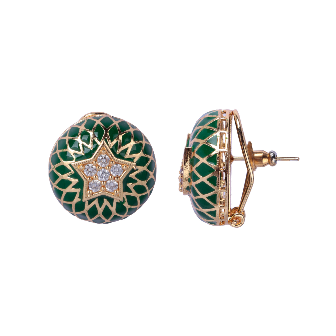 Enamel Star + Moon Studs