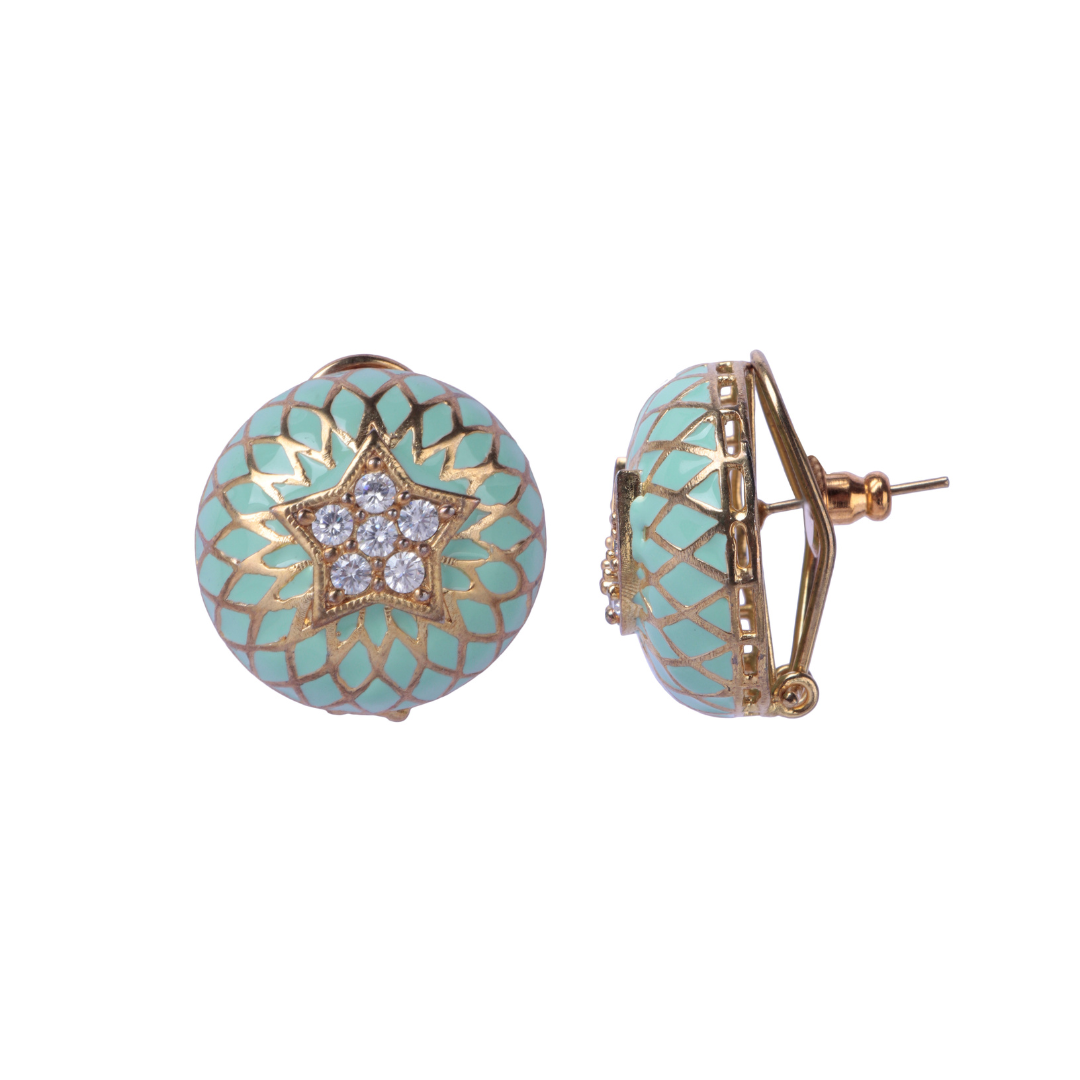 Enamel Star + Moon Studs