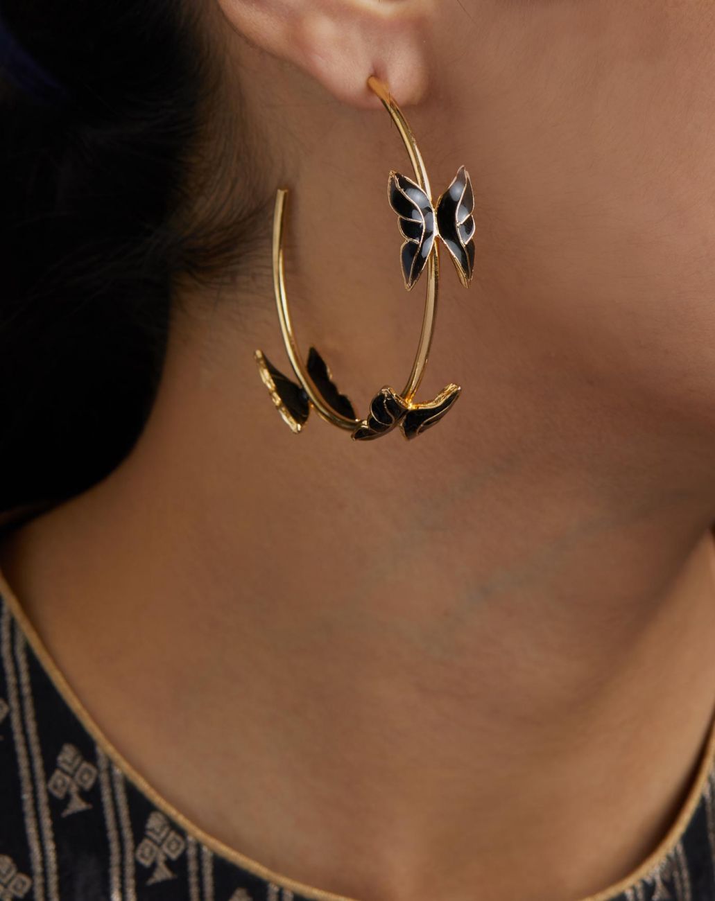 Double Winged Enamel Hoops
