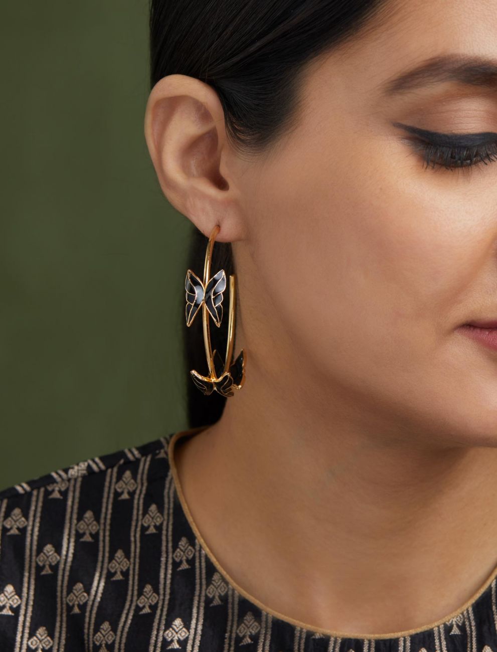 Double Winged Enamel Hoops