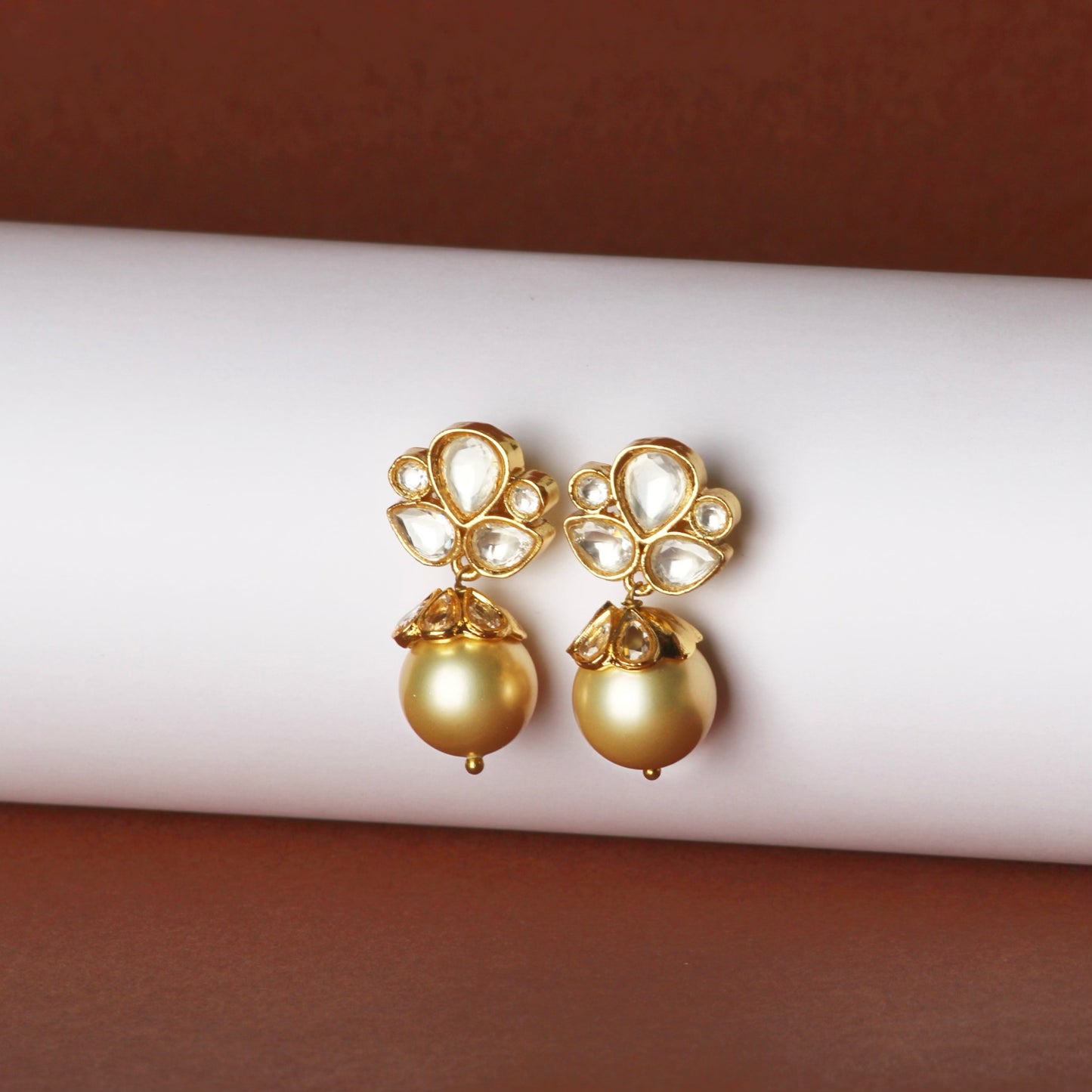 Flower Kundan Pearl Earrings