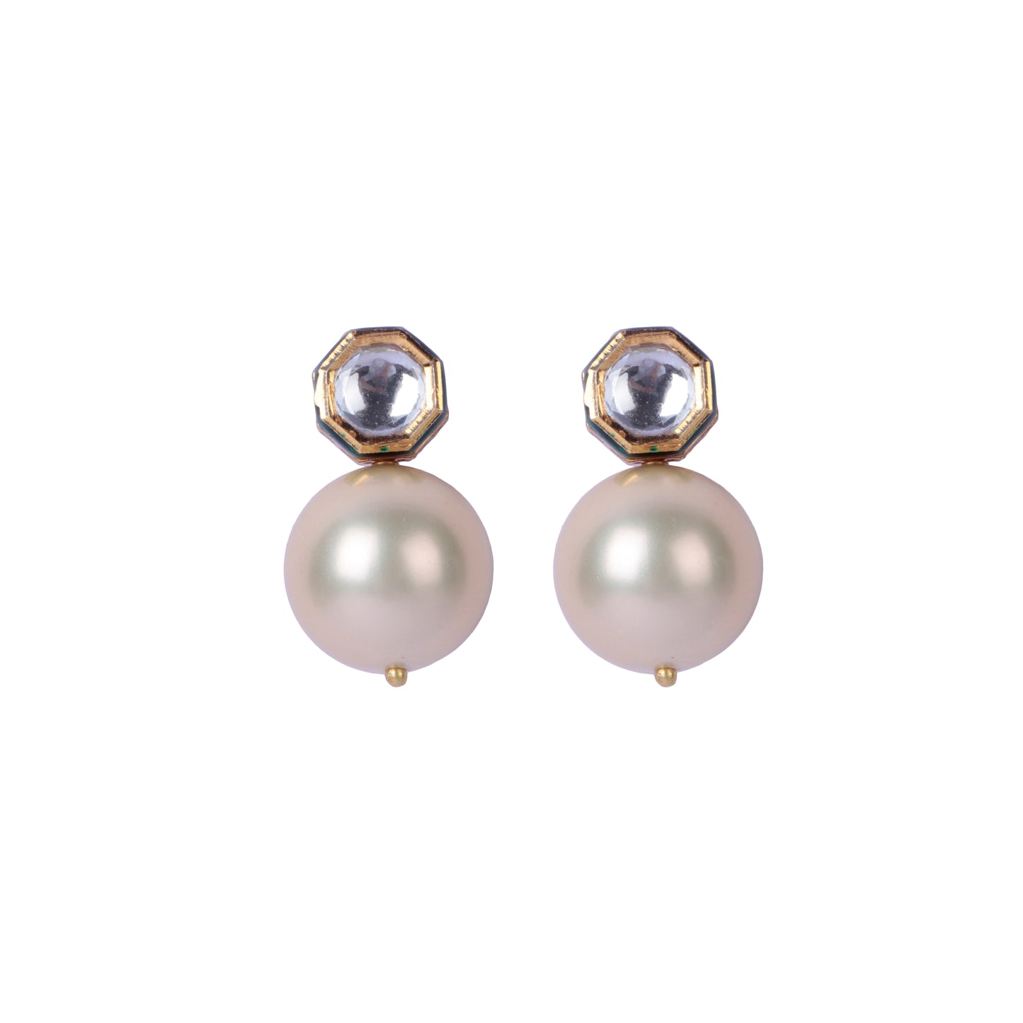 Hexagon Kundan Pearl Earring