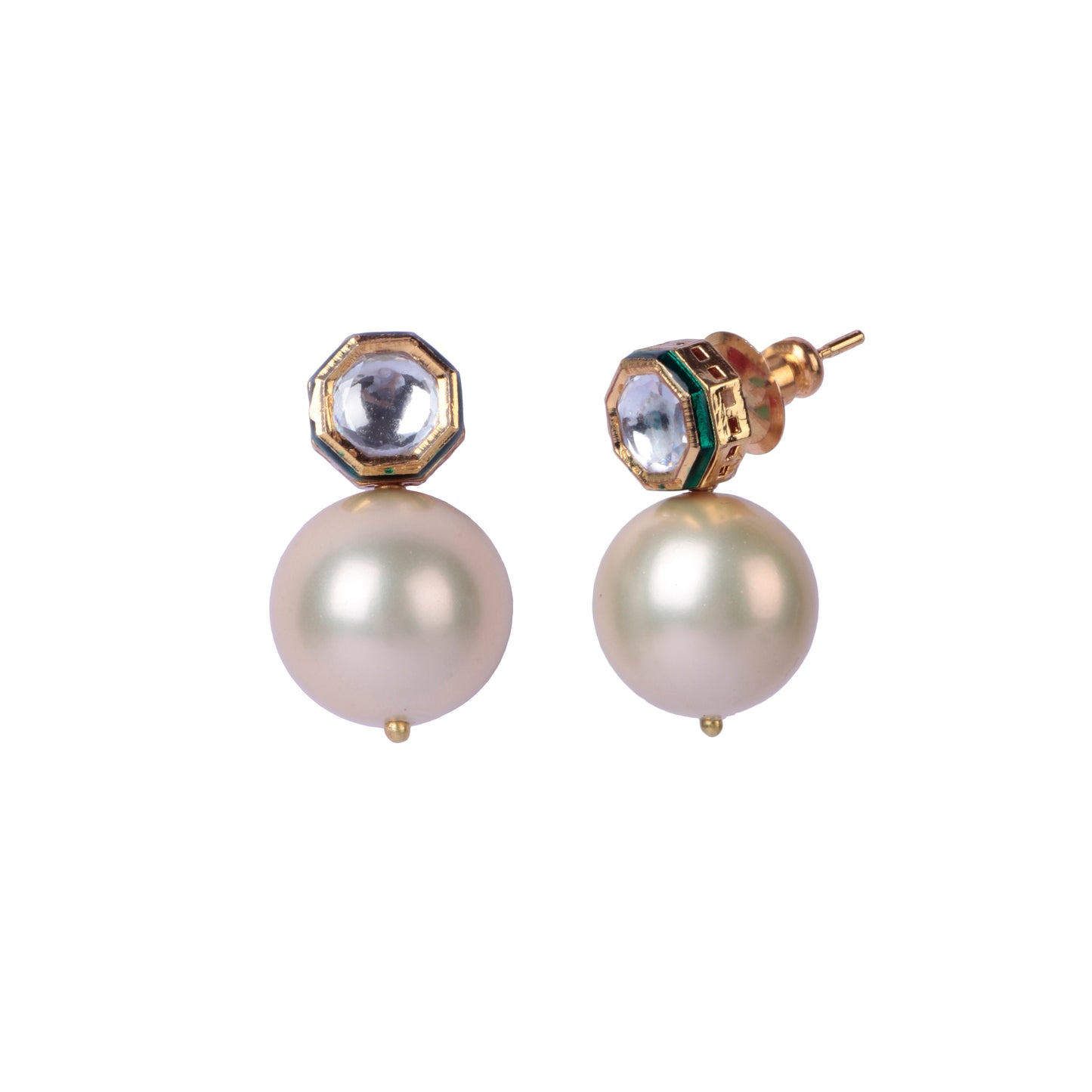 Hexagon Kundan Pearl Earring