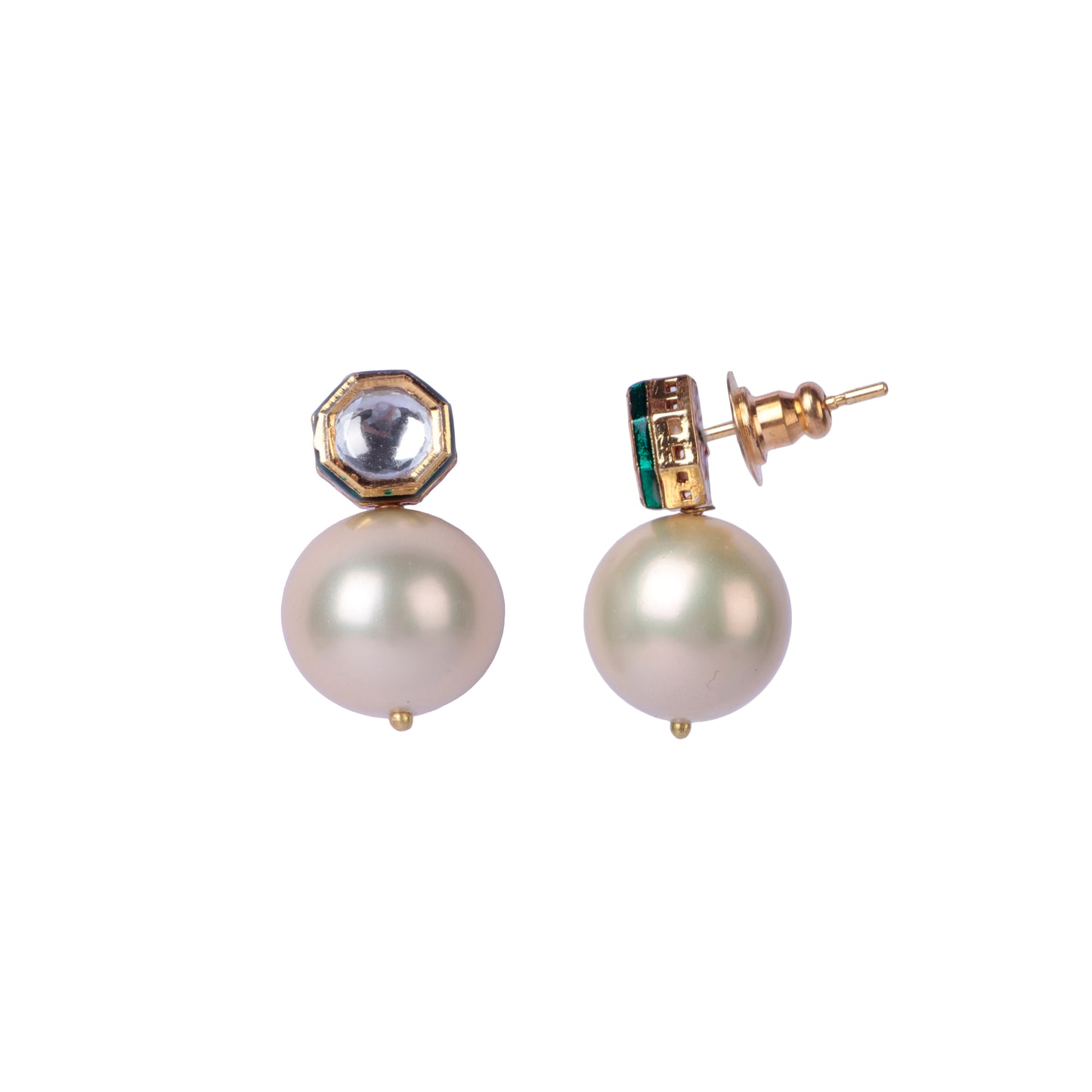 Hexagon Kundan Pearl Earring