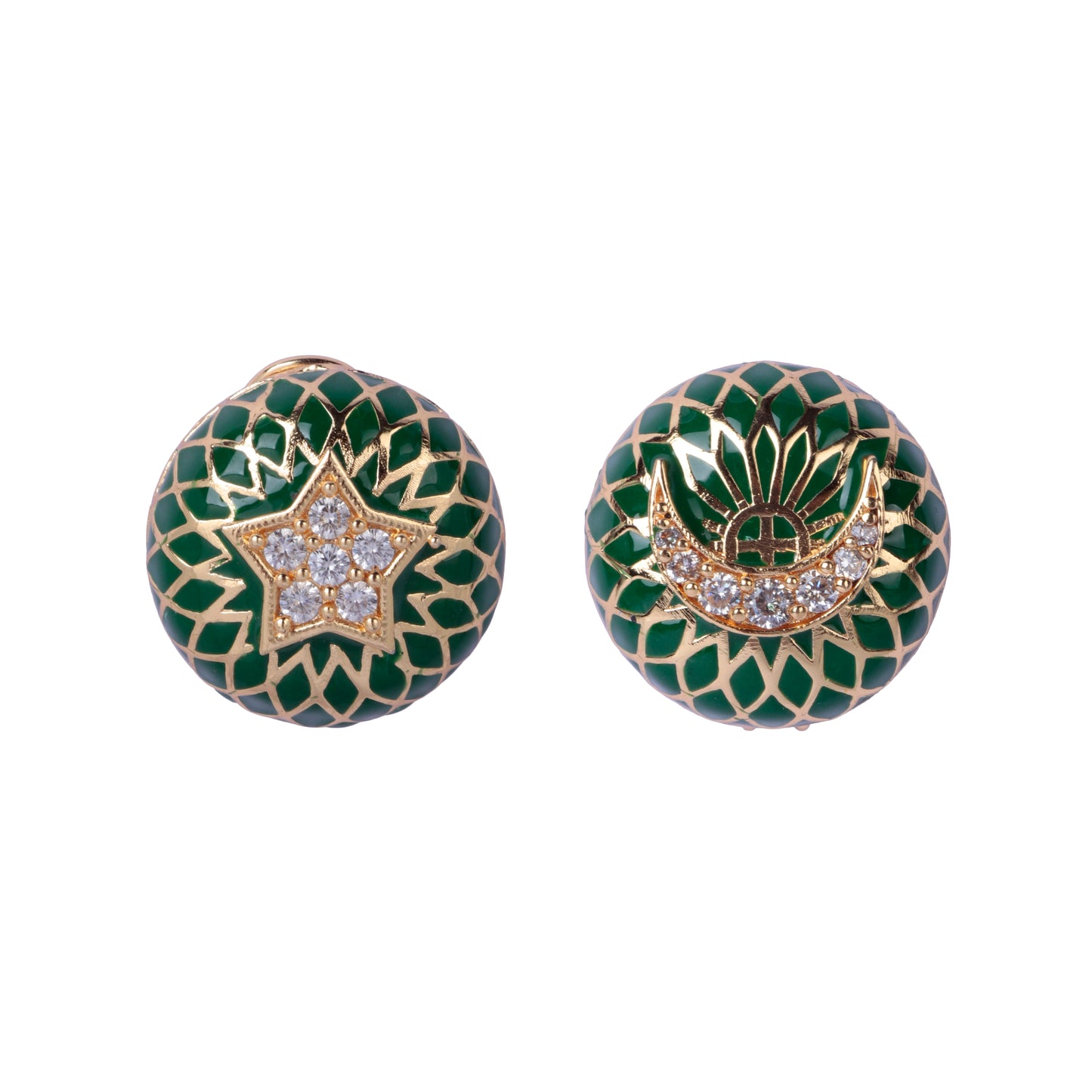 Enamel Star + Moon Studs