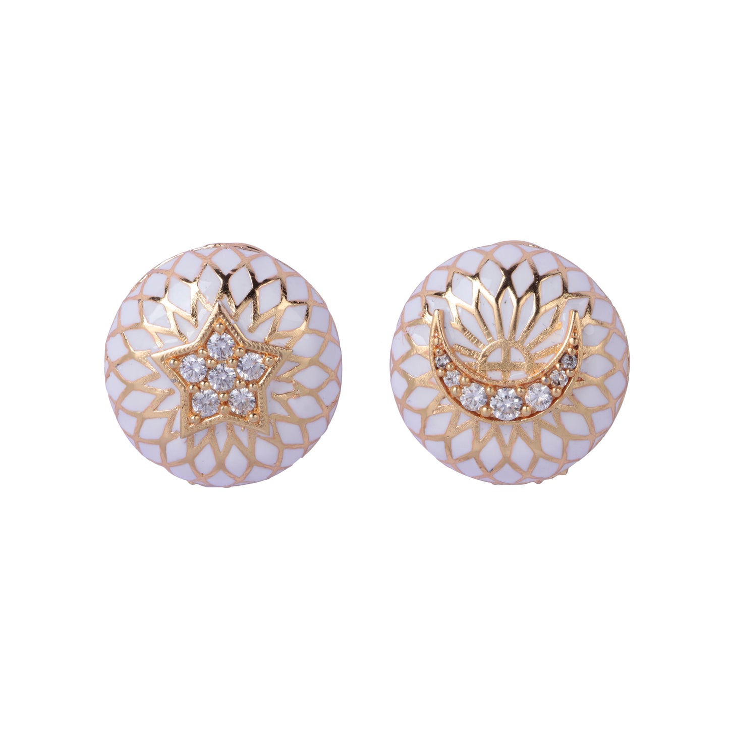 Enamel Star + Moon Studs