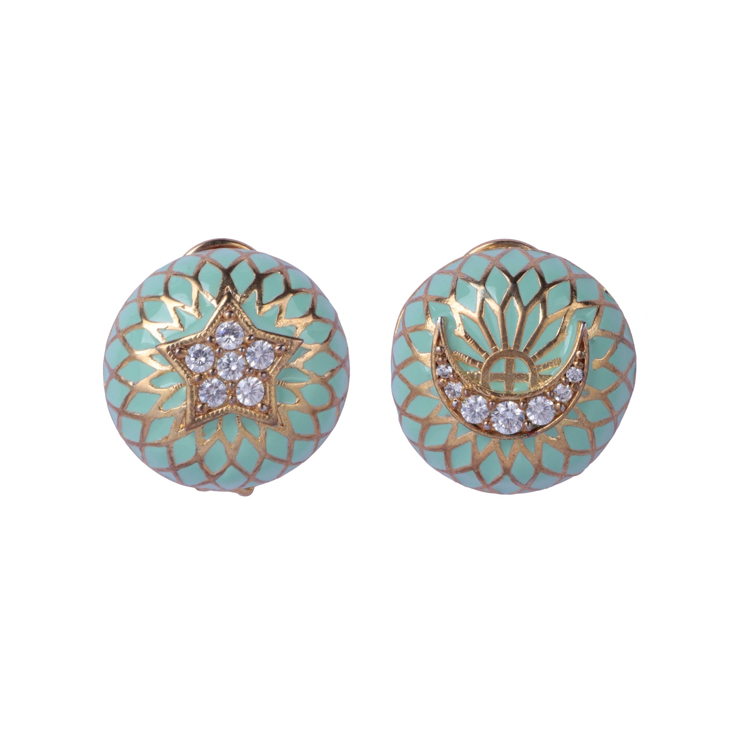 Enamel Star + Moon Studs