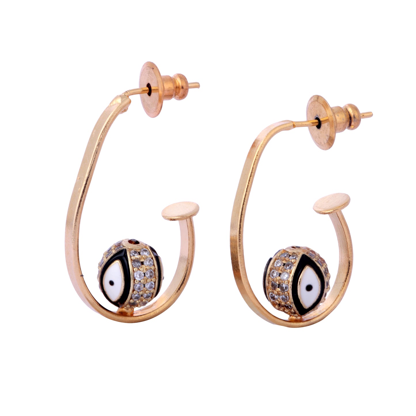 Black Evil Eye Gold Earring