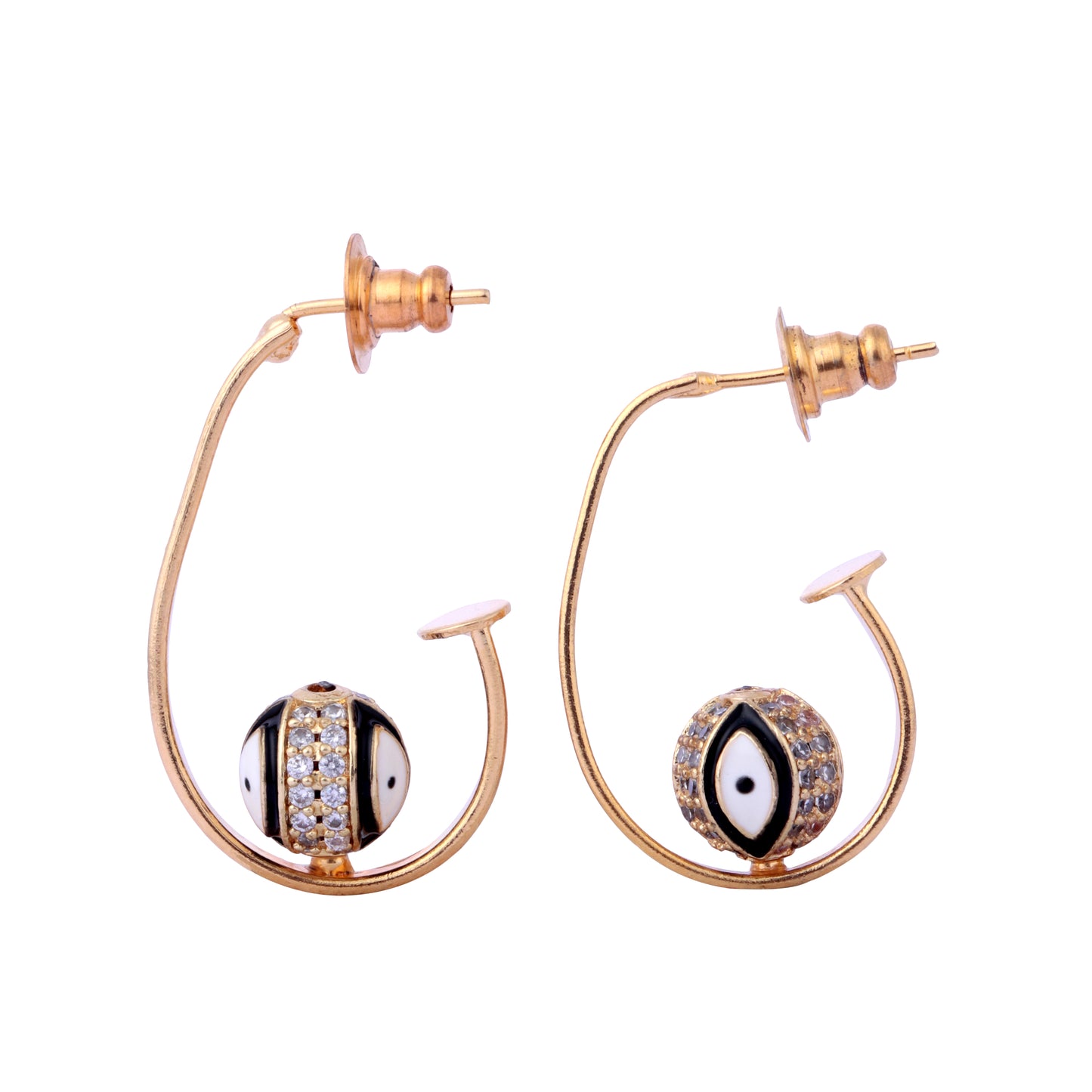 Black Evil Eye Gold Earring