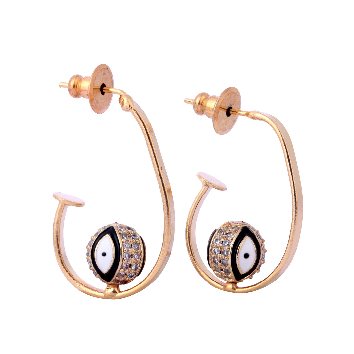 Black Evil Eye Gold Earring