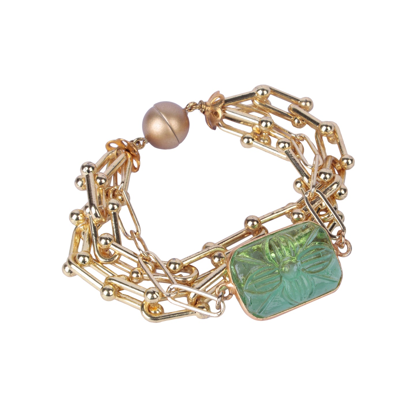 Green Carving Magnet Bracelet