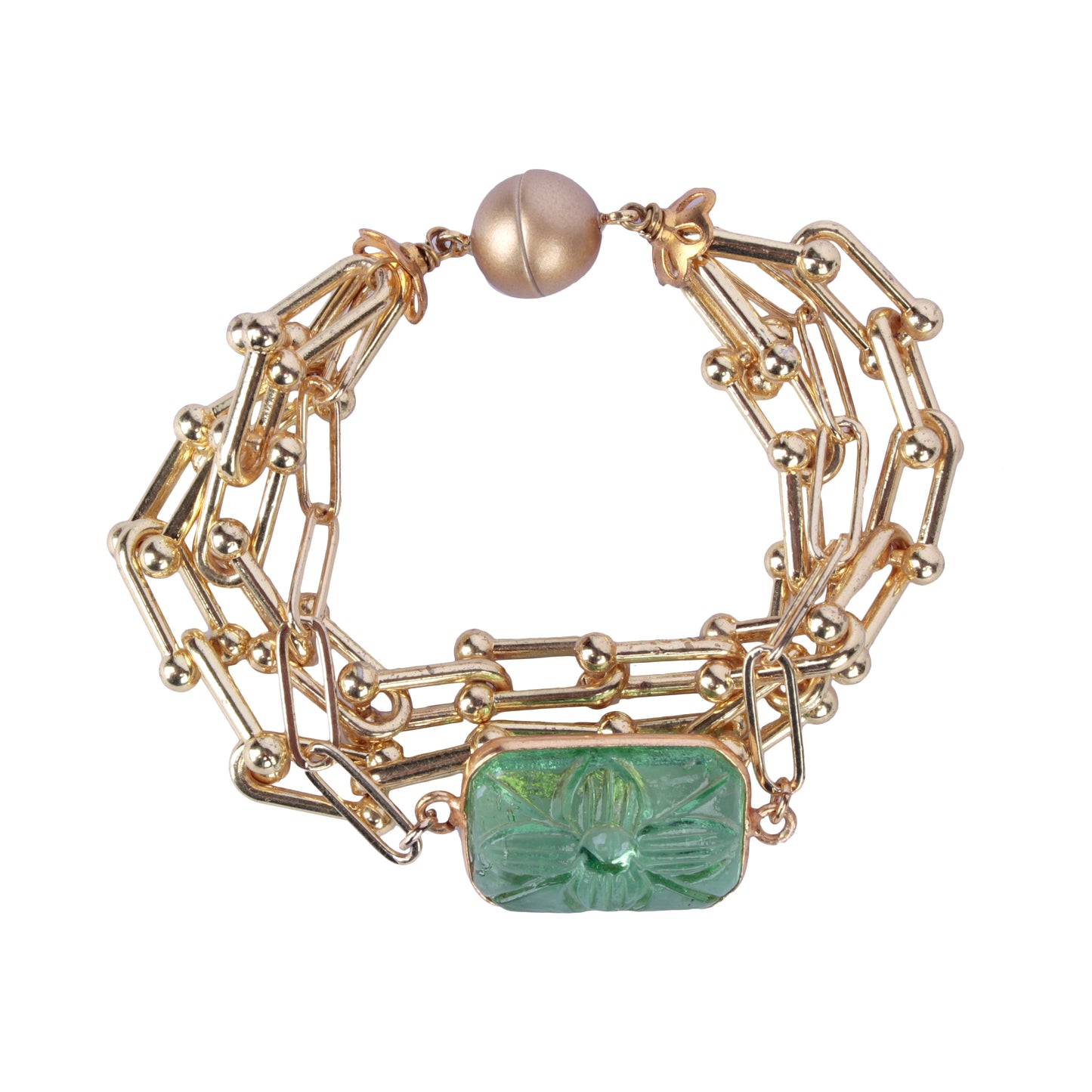 Green Carving Magnet Bracelet