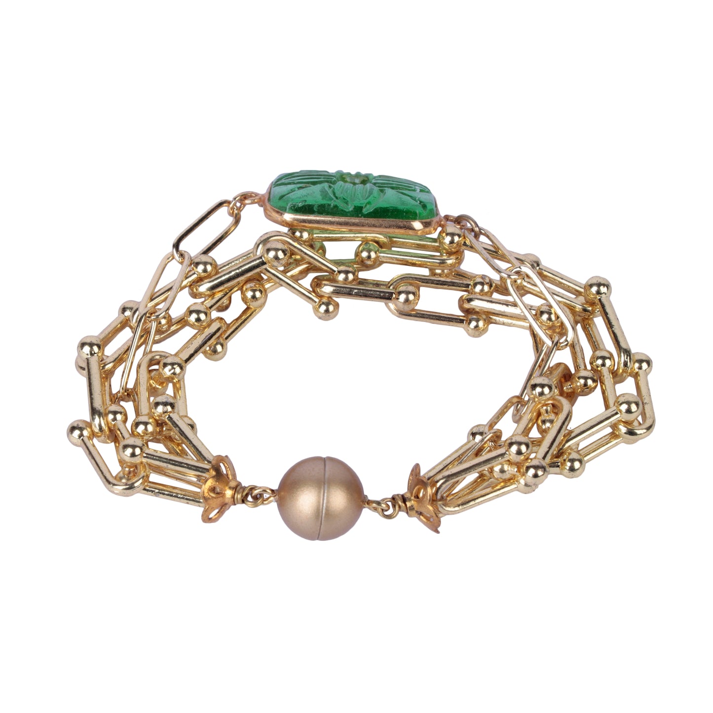 Green Carving Magnet Bracelet