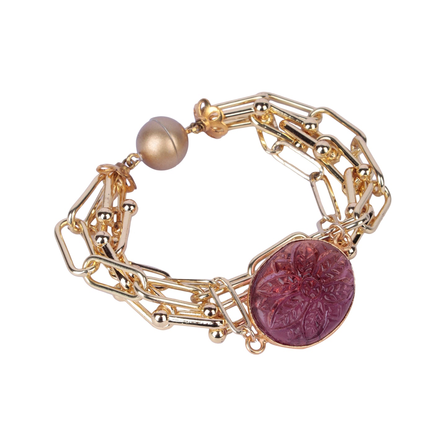 Pink Carving Magnet Bracelet