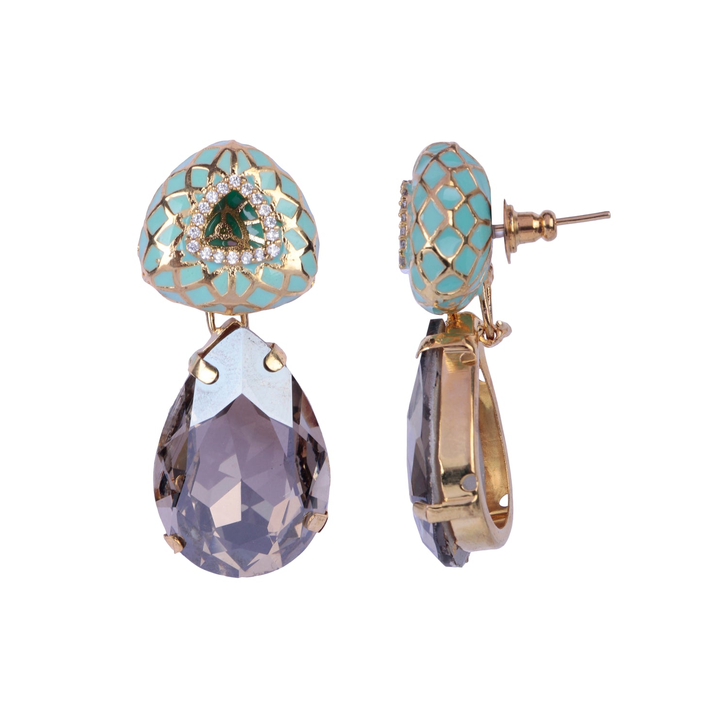 Aqua Enamel with Crystal Stud