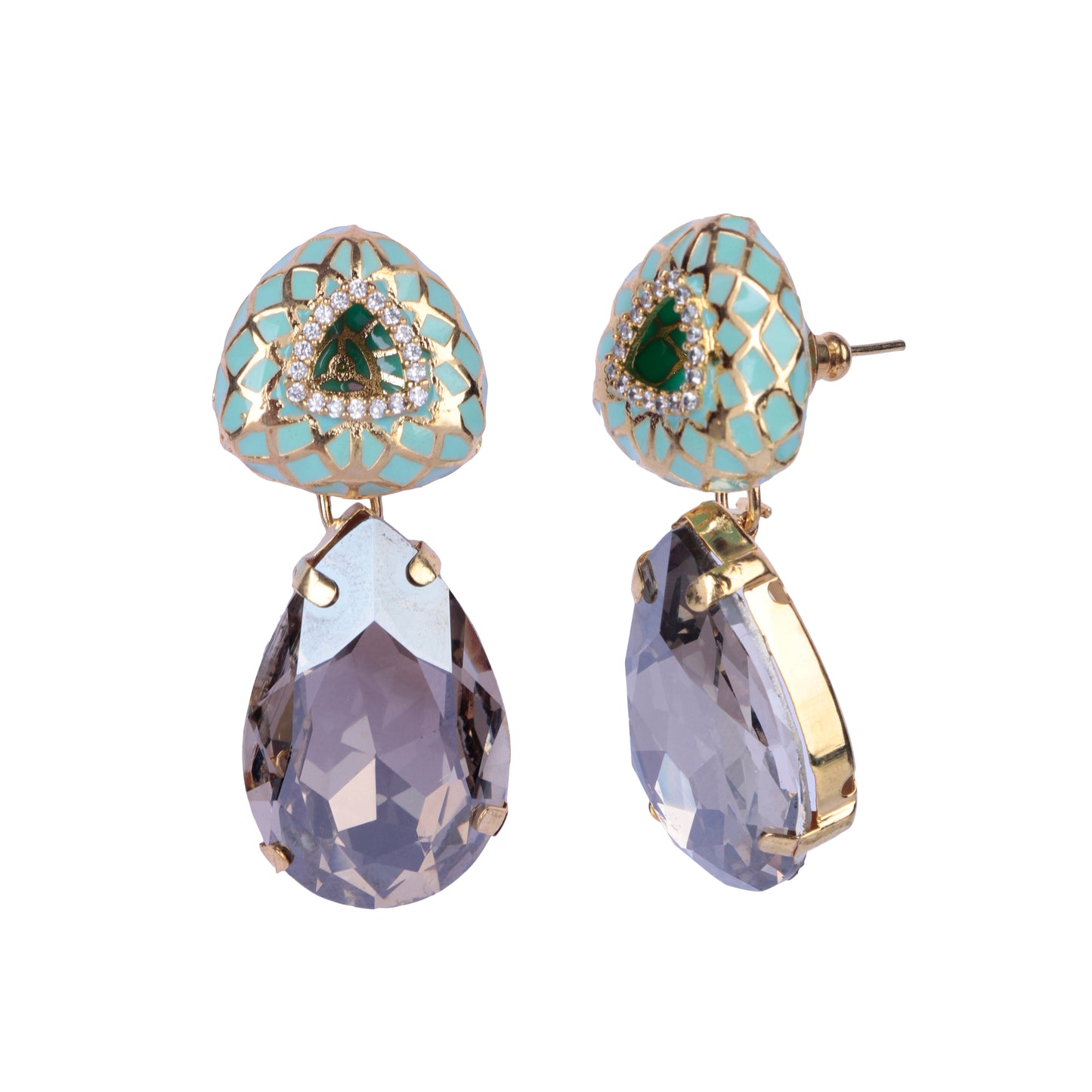 Aqua Enamel with Crystal Stud