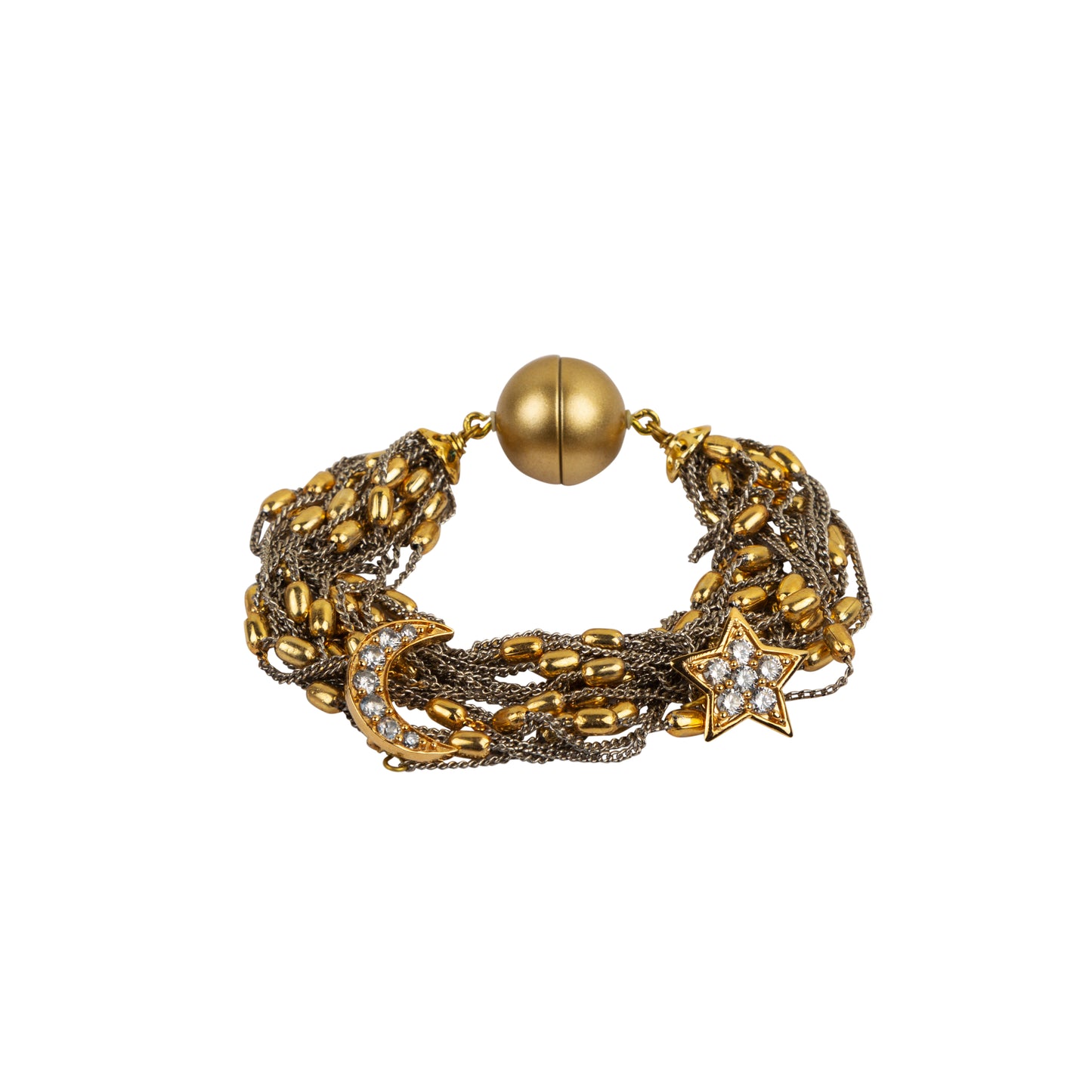 Silver golden chains with moon+star