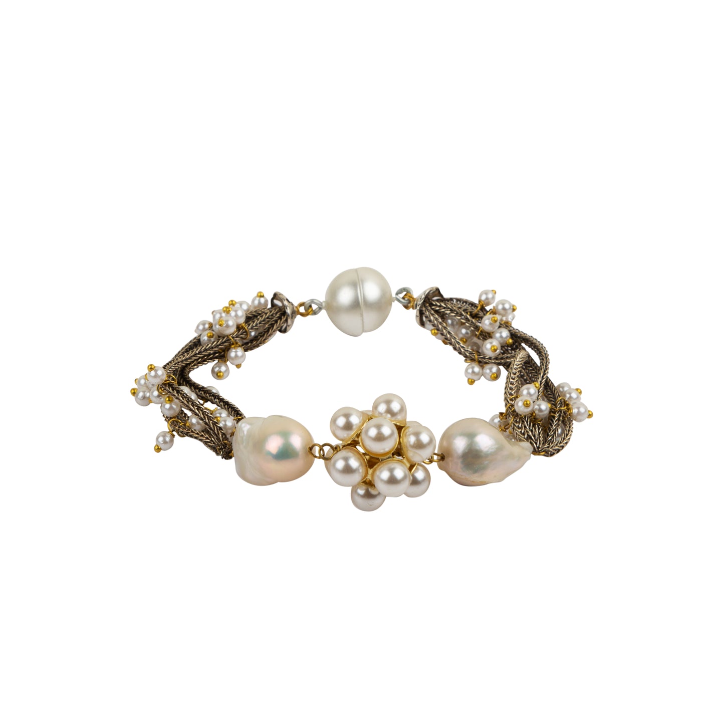 Motiya chain baroque and pearls ball bracelet