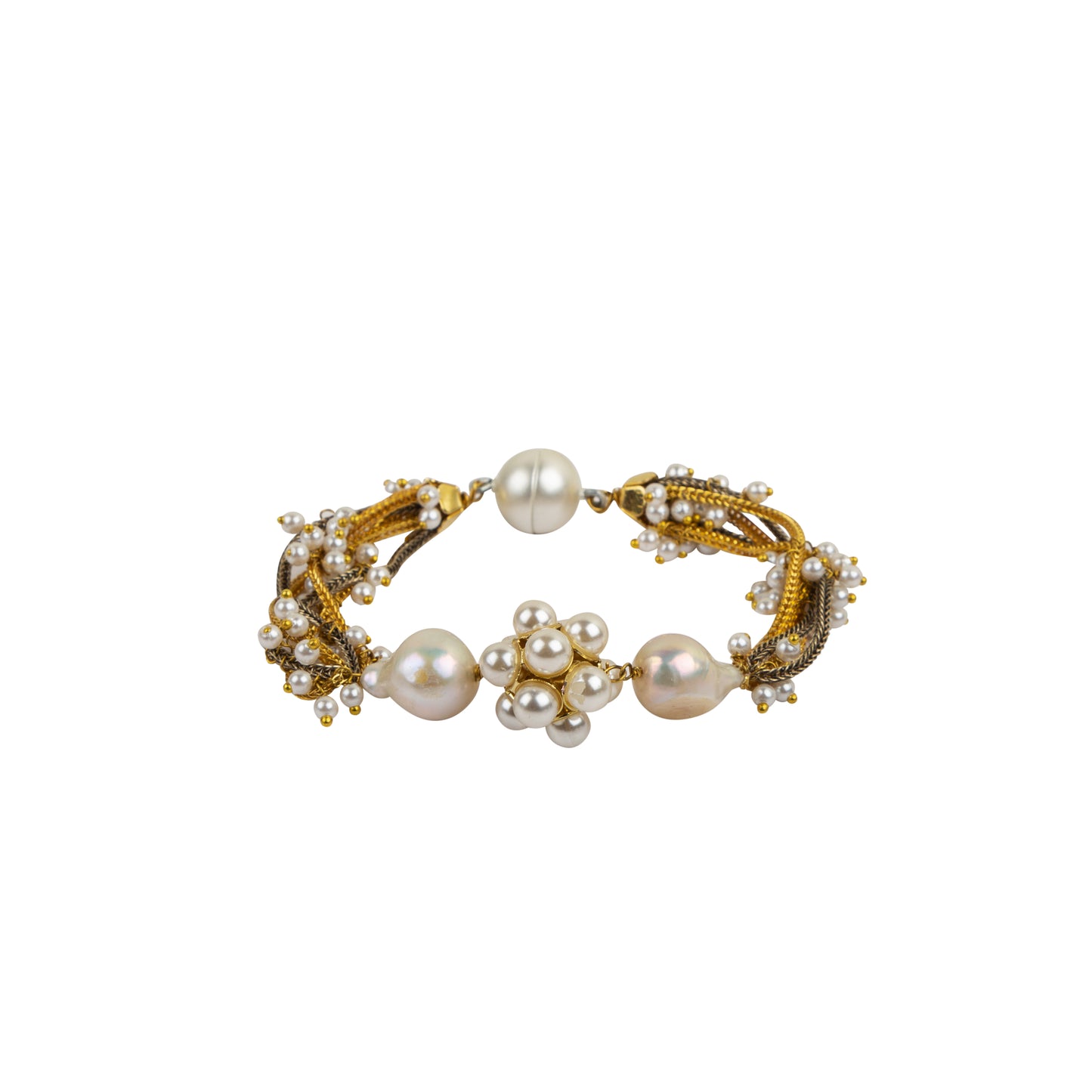 Motiya chain baroque and pearls ball bracelet
