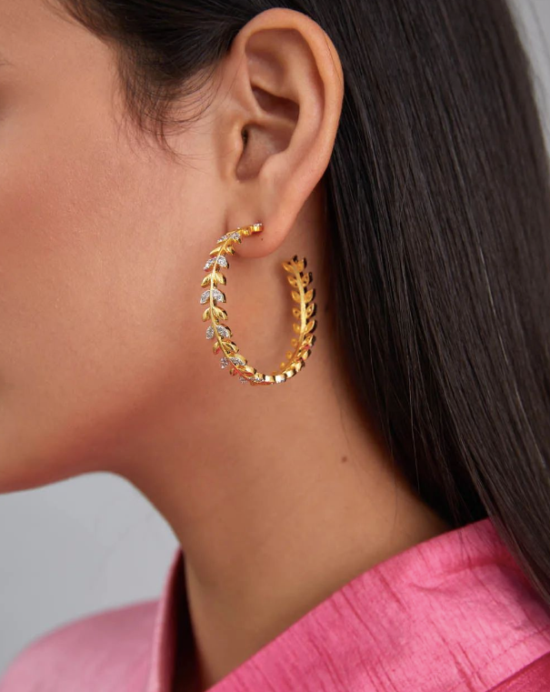 Zircon Leaf Hoops