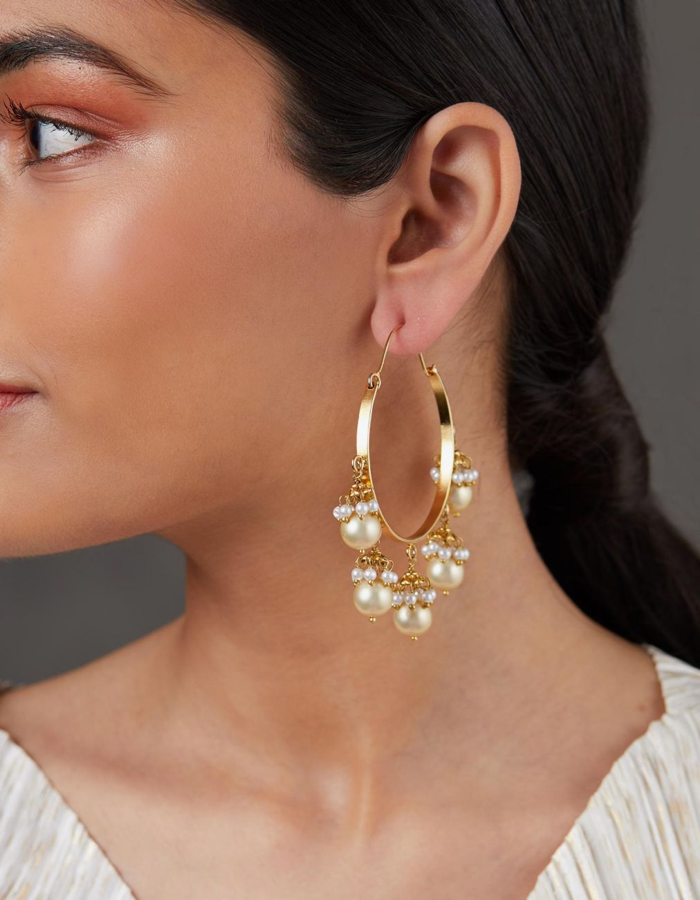 Pearl Cap Hoops