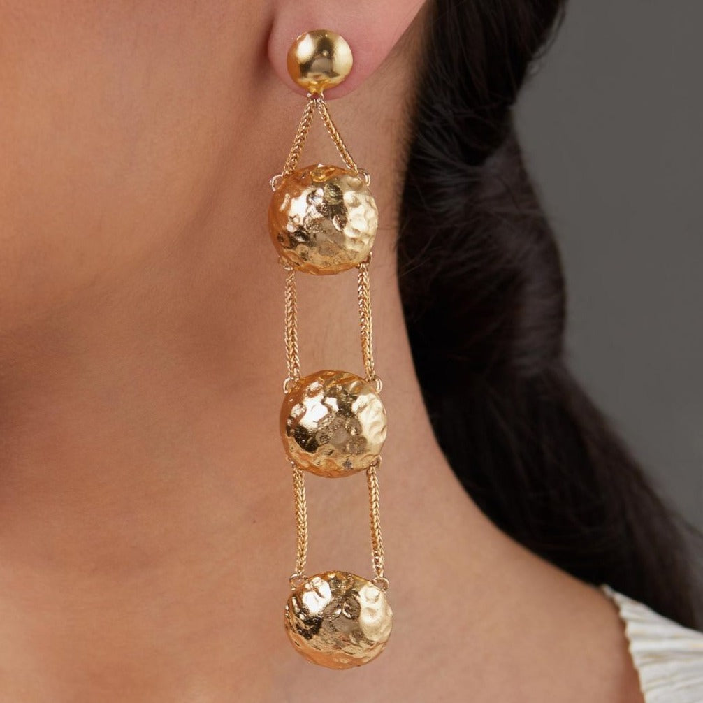 Hammered Duo Ball and Chain Danglers