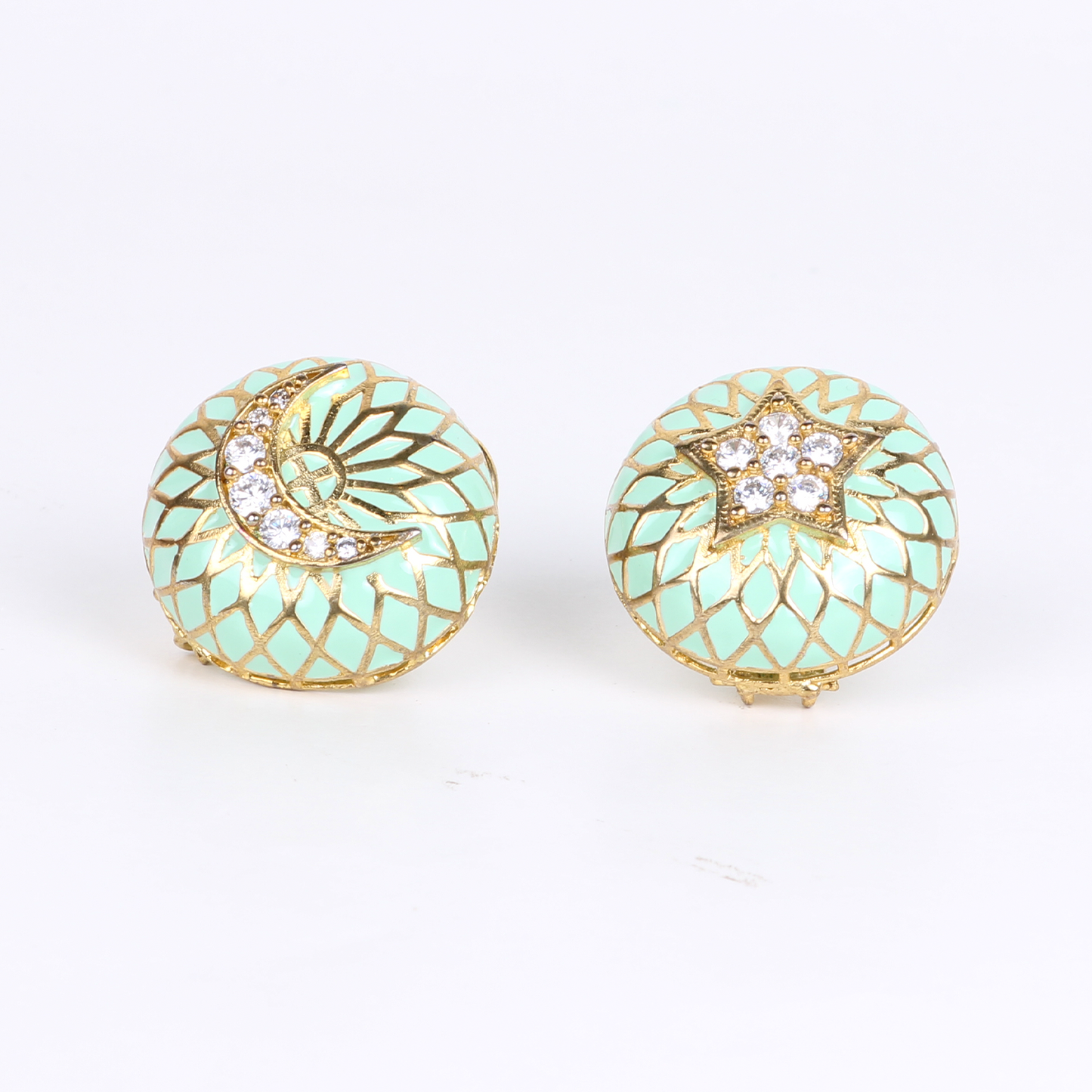 Enamel Star + Moon Studs