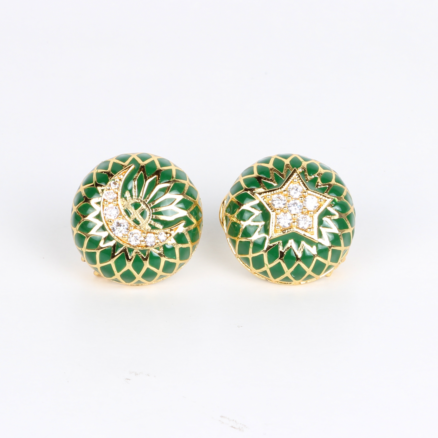 Enamel Star + Moon Studs