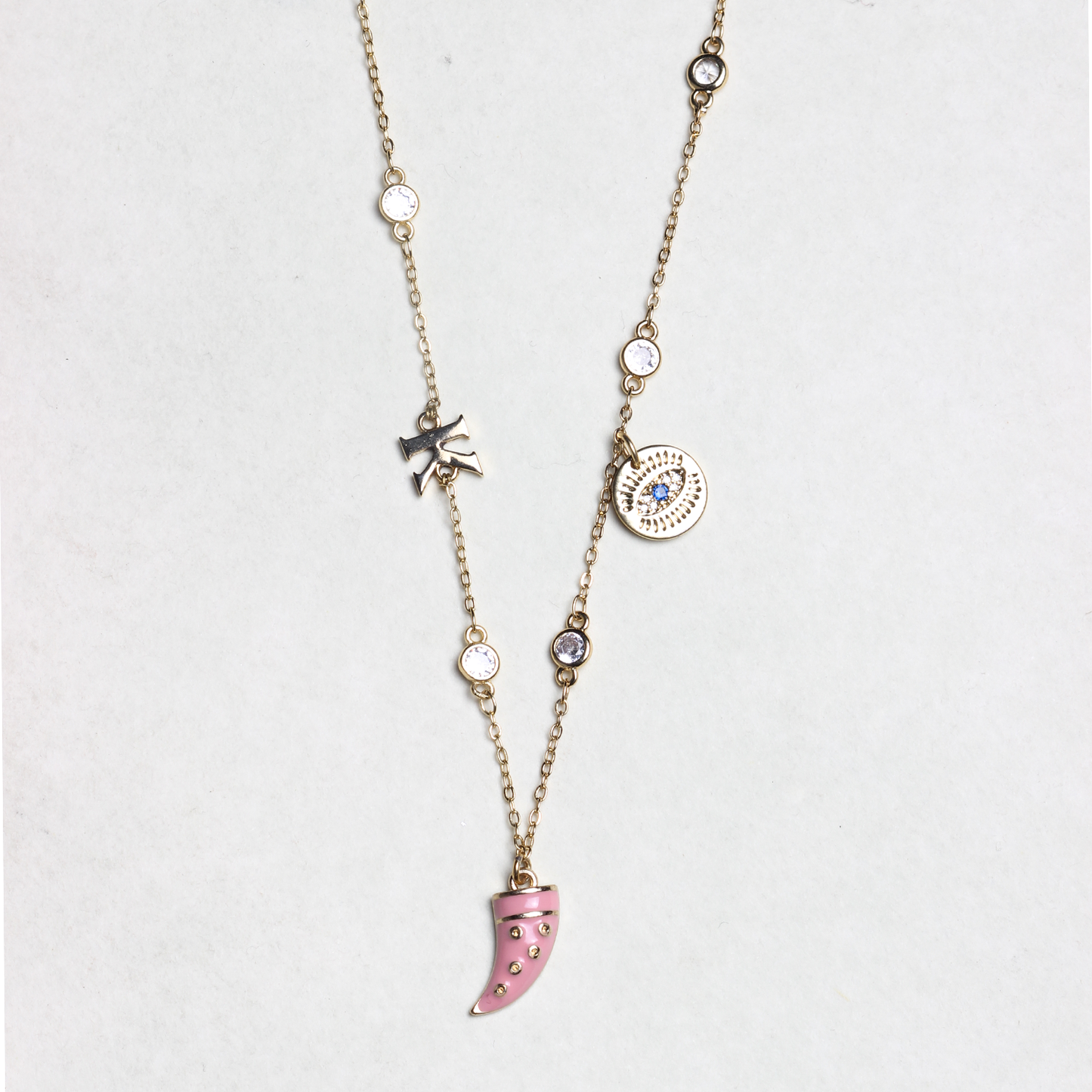 Swarovski Chain with Dagger Initial Necklace