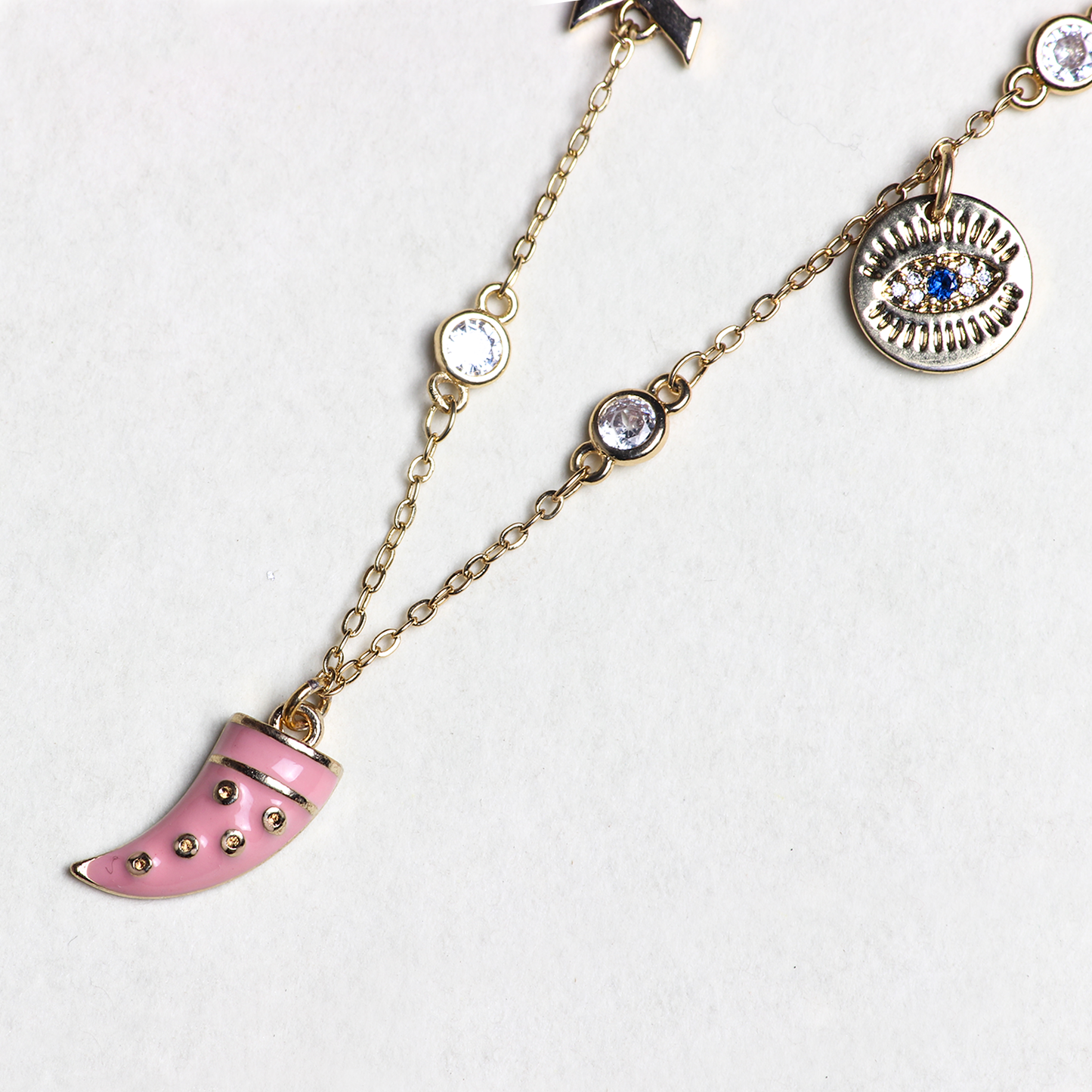 Swarovski Chain with Dagger Initial Necklace