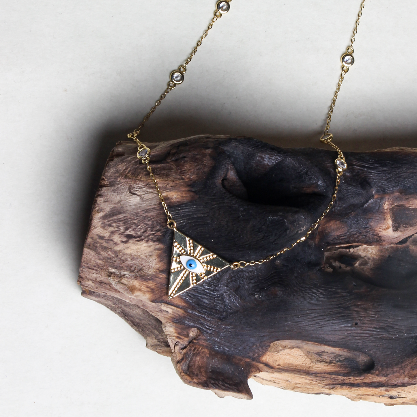 Swarovski Chain with Triangle Evil Eye Necklace