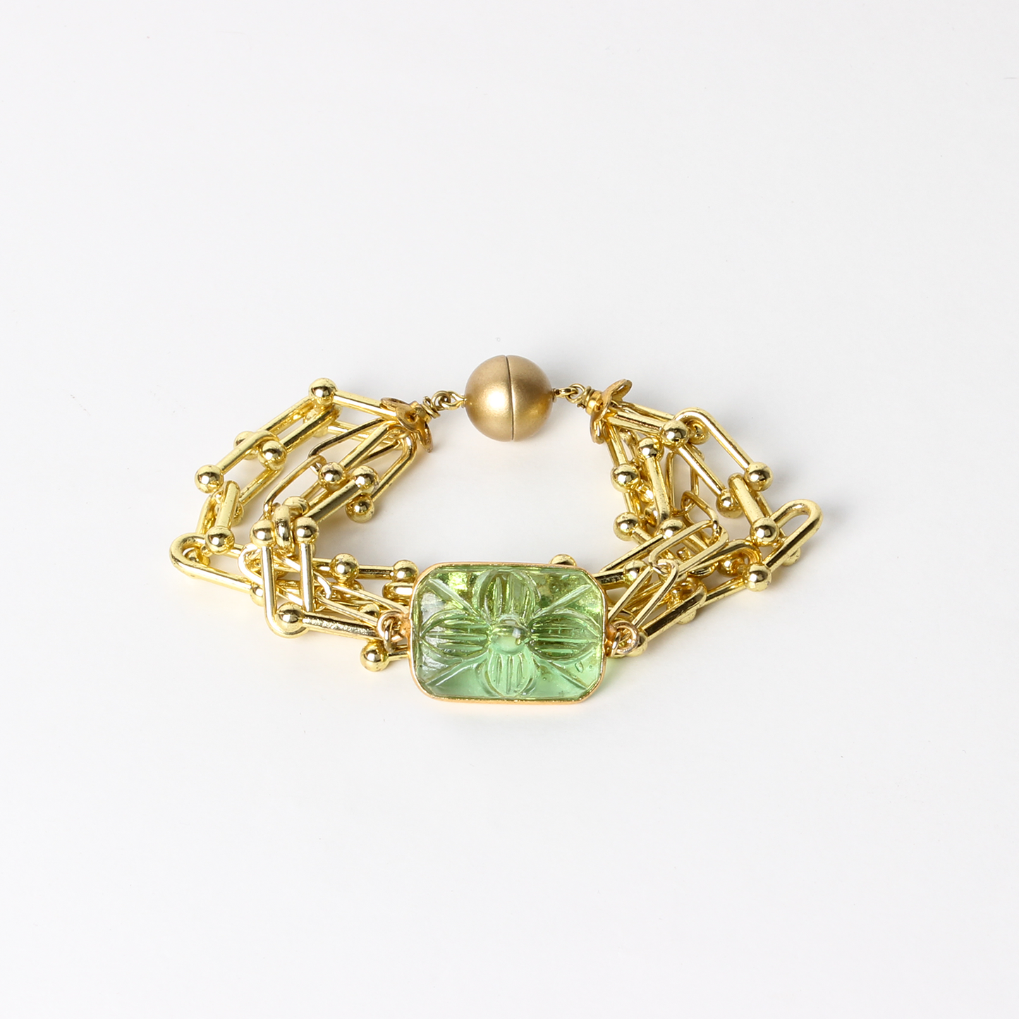 Green Carving Magnet Bracelet
