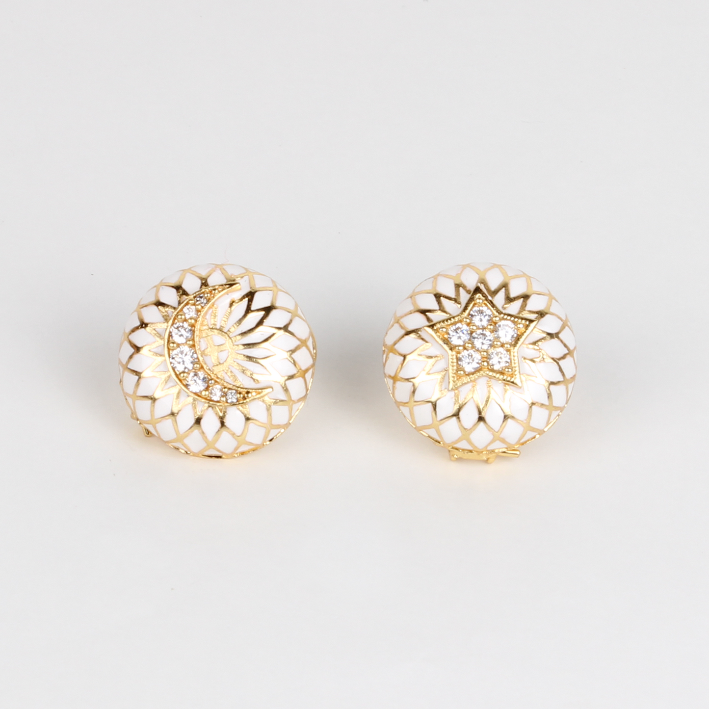 Enamel Star + Moon Studs