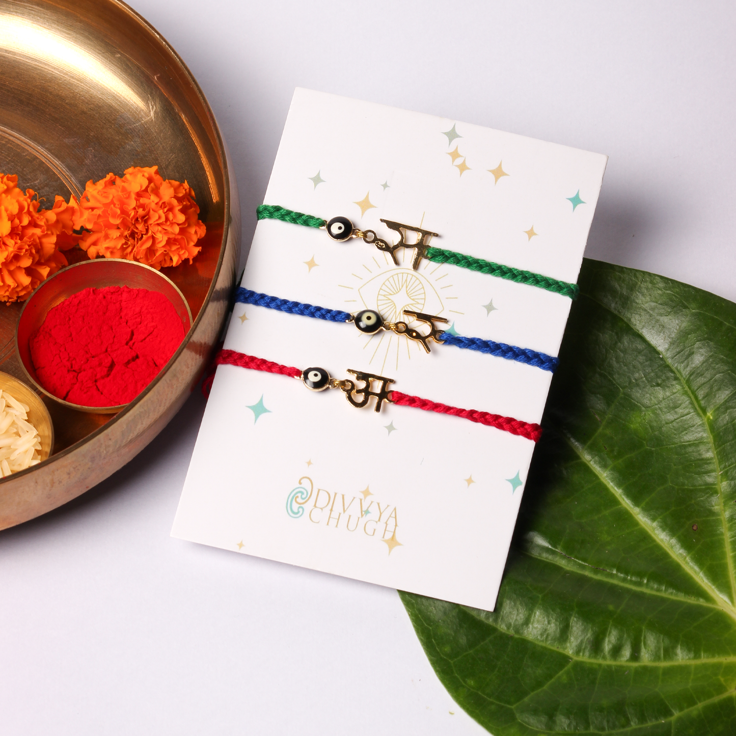 Initial with Evil Eye Rakhi