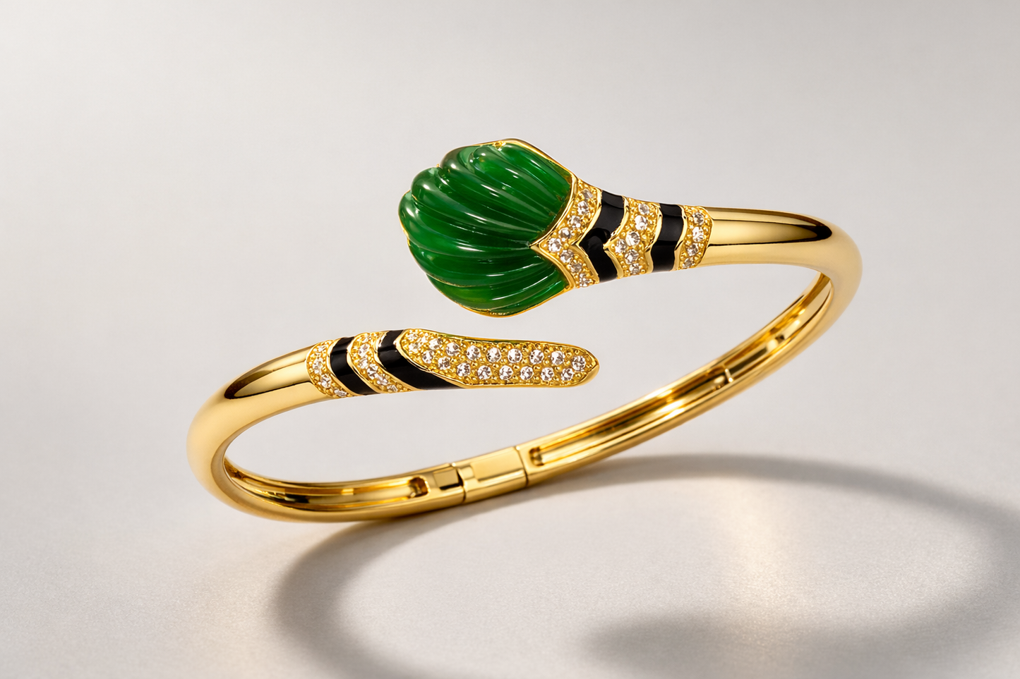 Emerald With Black Enamel Liza Bangle Bangles