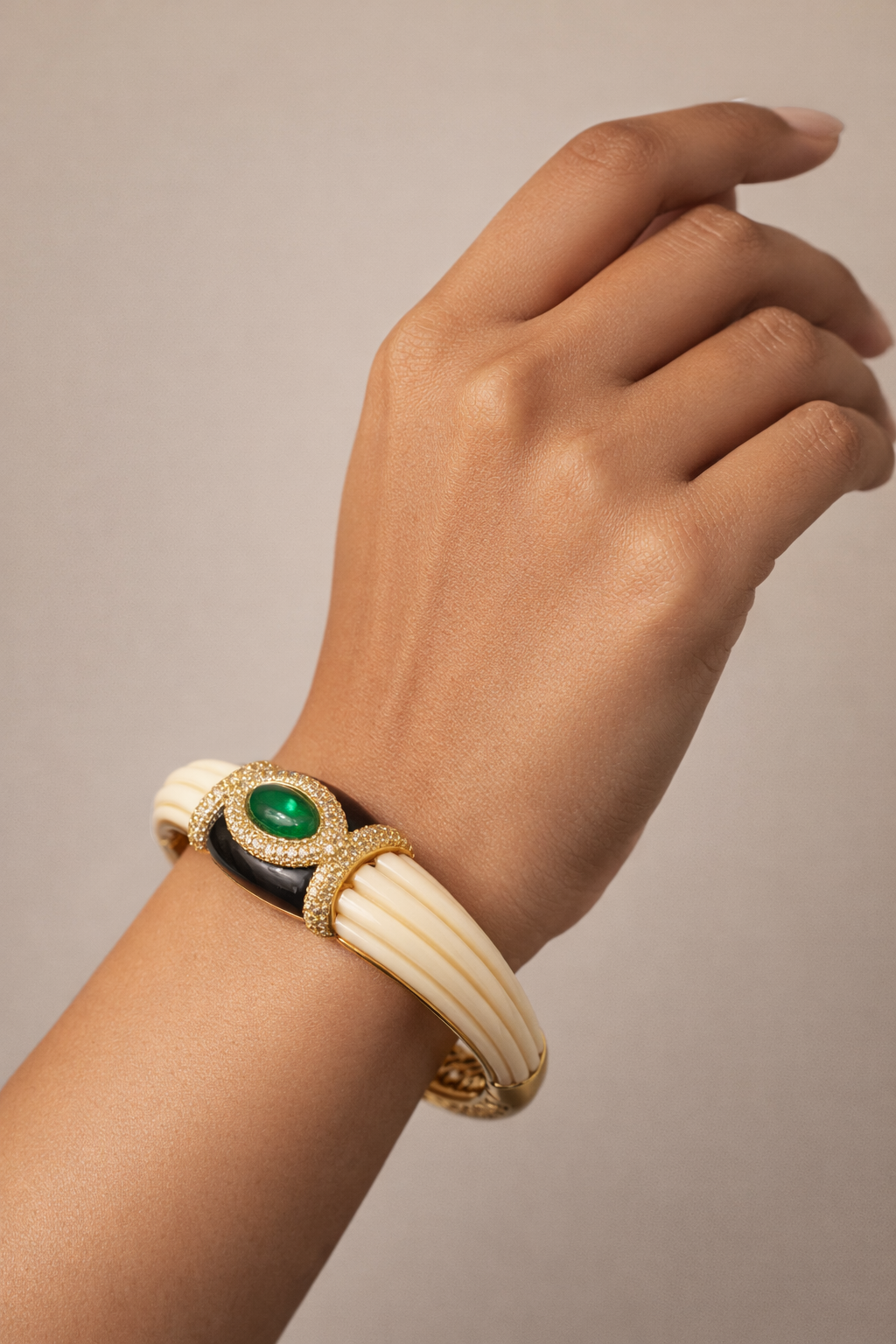 Emerald With Balck And Ivory Bangle Bangles