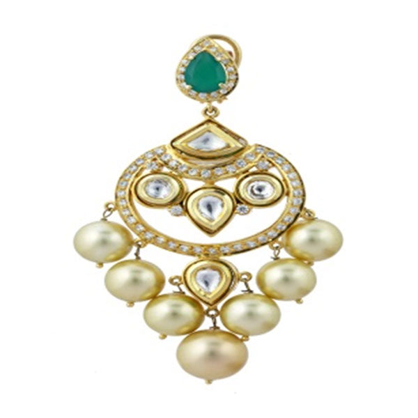 Emerald with polki and pearls