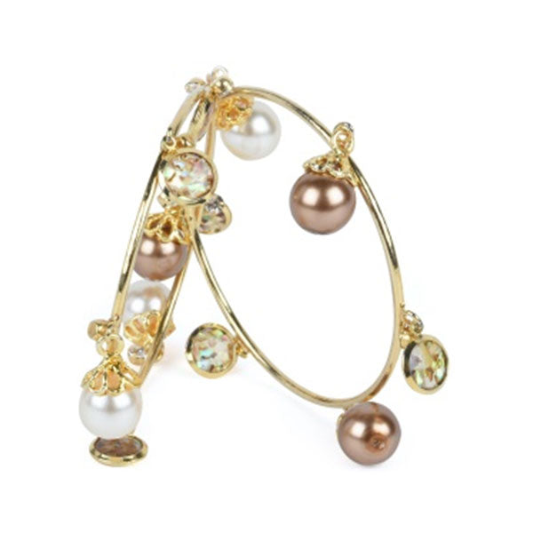 White with brown beads