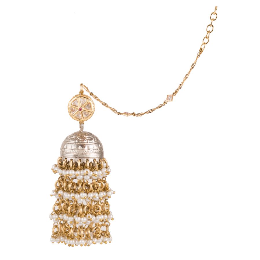Audrey Silver Pearl Jhumkis