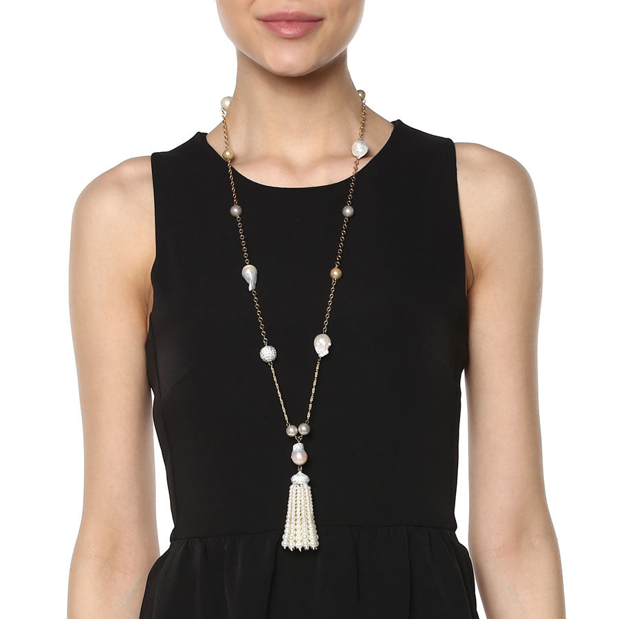 Rapunzel, Baroque Pearls Tassel Necklace
