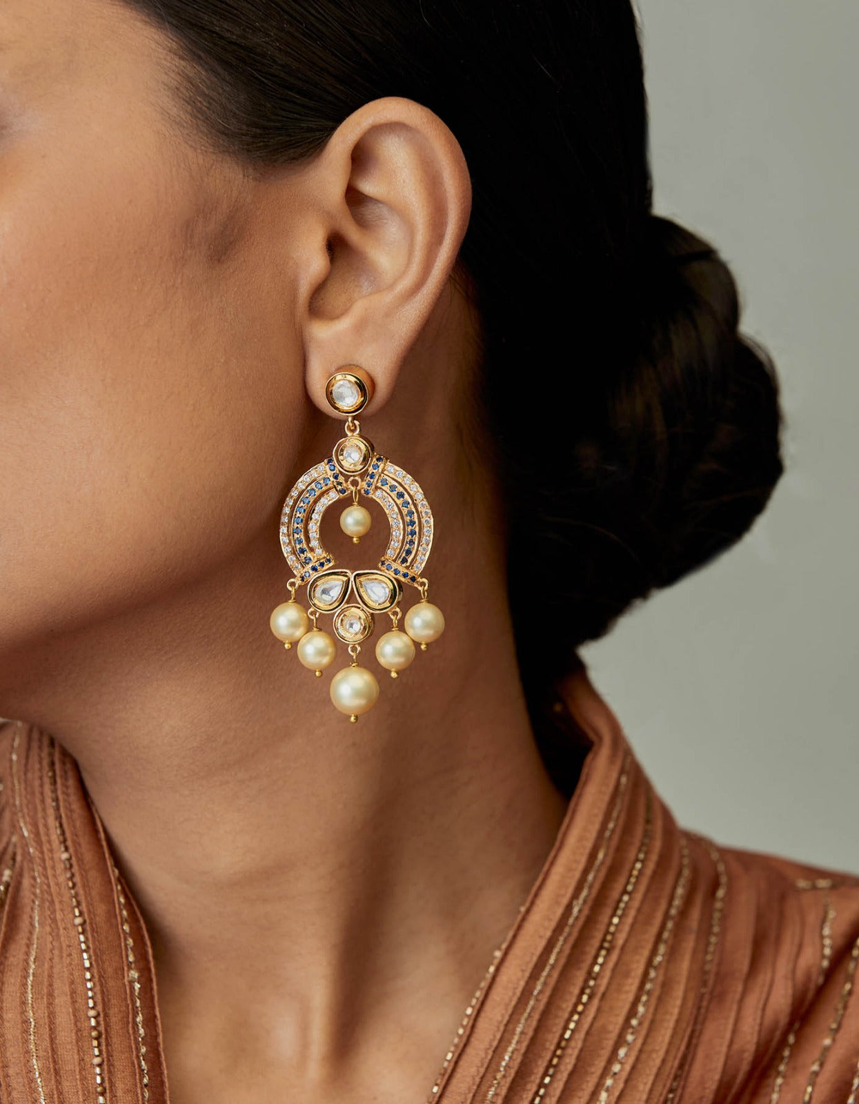 Blue Polki Earrings