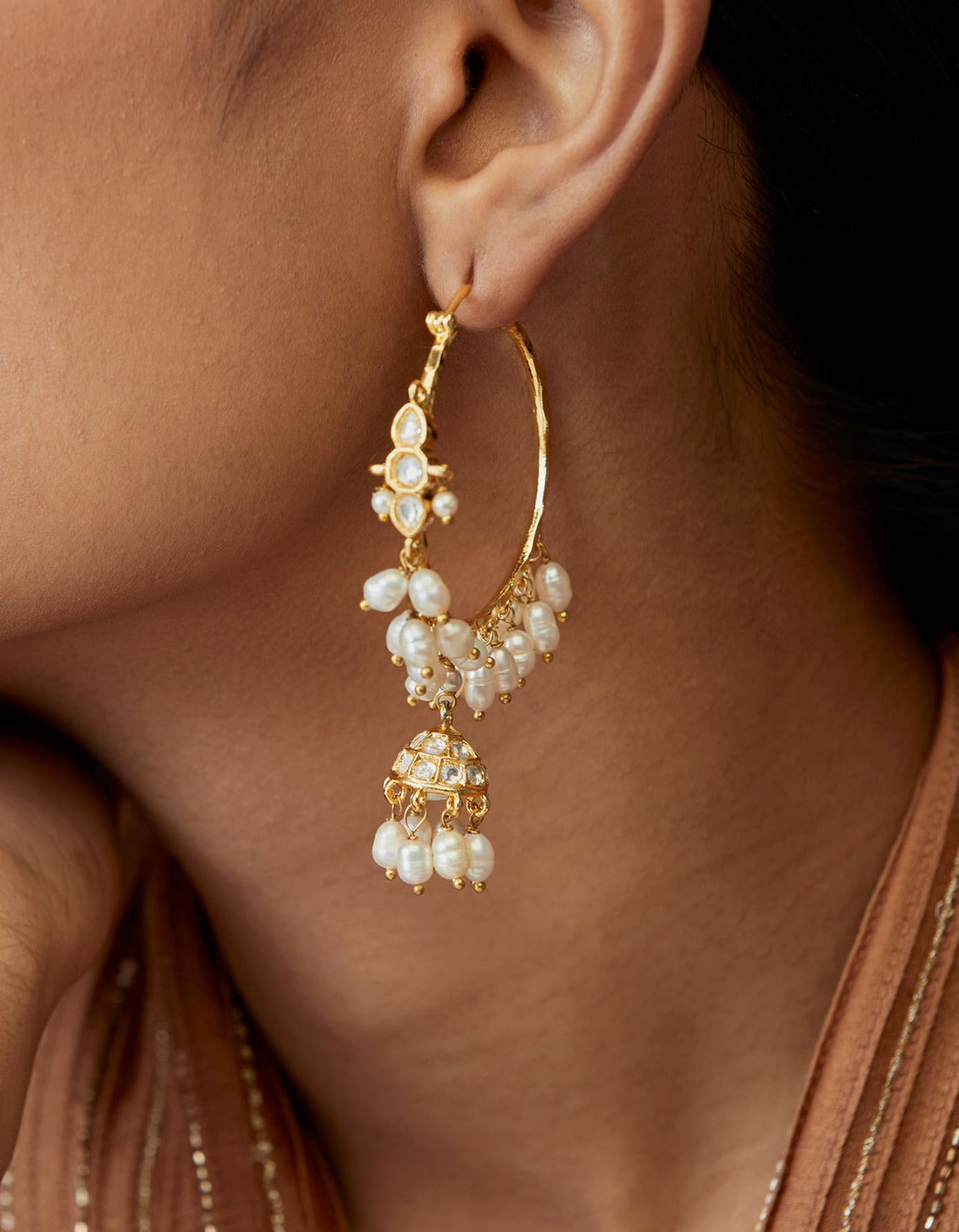 Pearl Golden Hoop