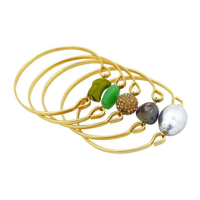 Set of 5 Bangles With Multi Color Gold Plated