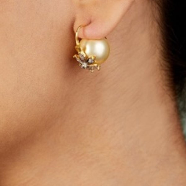 Champagne Pearl Flower Studs