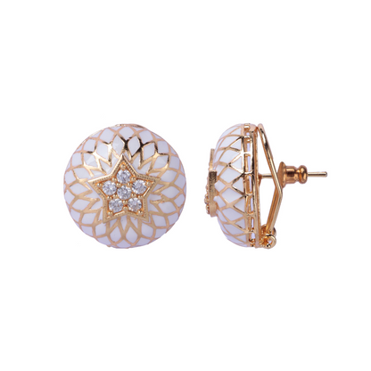 Enamel Star + Moon Studs