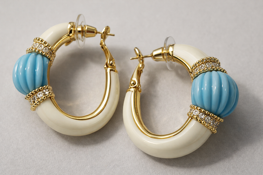 Ivory With Zircon Feroza Hoop Earrings