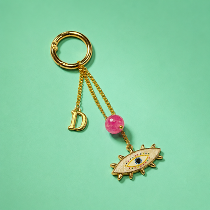 Initial evil eye loomba/ Bag Charm