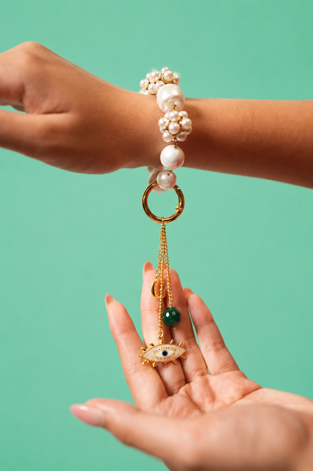 Initial evil eye loomba/ Bag Charm