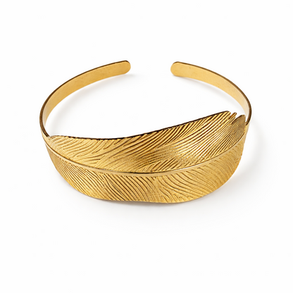 Single Feather Cuff in Gold